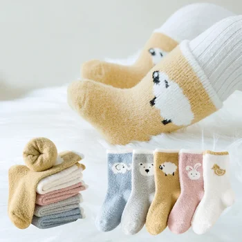 Otrok plišastih nogavice Nove jesen in zimo, tople nogavice za fante in dekleta Debel otrok nogavice Risanka otroške nogavice