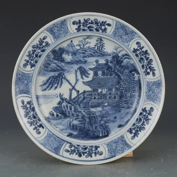 Qing Dinastije, Modre In Bele Krajine Vzorec Ploščo Starinsko Zbirko Porcelana