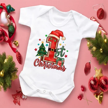 Prvi Božič Tiskanje Baby Bodysuits Fantje Dekleta Božič, Lepe Obleke Malčka Romper Newbron Božično Darilo Xmas Party Obleke