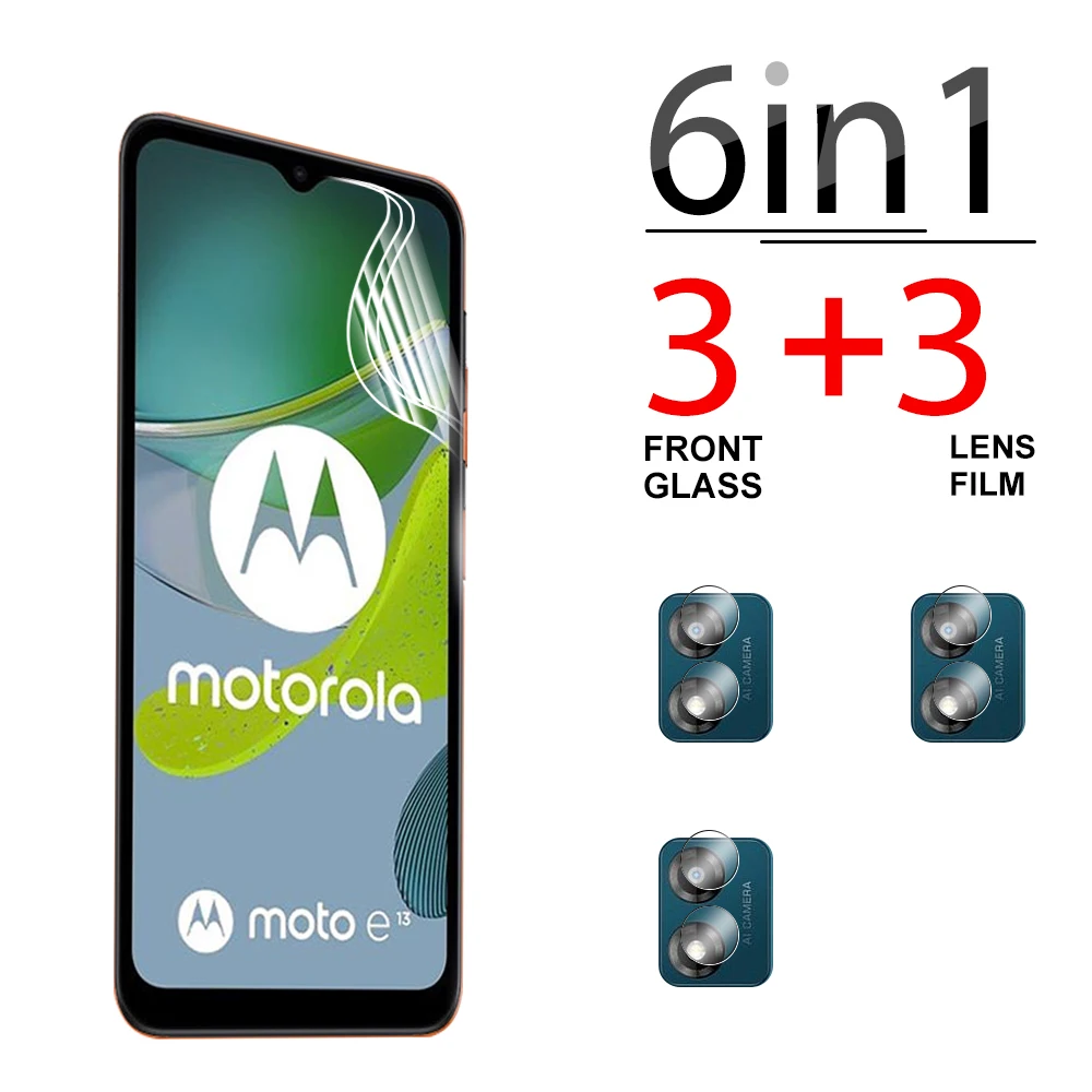 6in1 Prepreči praske Objektiv Kamere na Film Za Motorola Moto E13 Polno lepilo kritje hydrogel film Motoe 13 13e pregleden mehko film