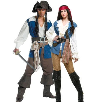 Halloween Pirati Karibi Cosplay Kostume Nekaj Moških In Žensk, Pirat Igro Uniforme Obleko Karneval Stopnji Uspešnosti Kostum