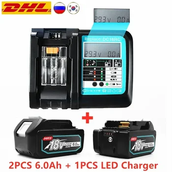 NOVO Z LCD Polnilnik Akumulatorska Baterija 18 V 6000mAh Litij-ion baterija za Makita Baterija 18v 6Ah BL1840 BL1850 BL1830 BL1860 LXT400