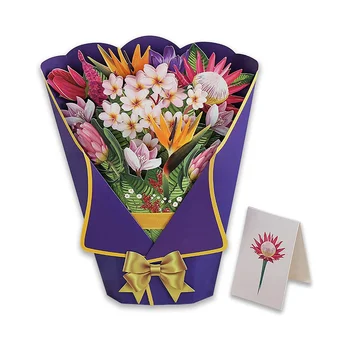 Cvetje Šopek Pop-Up Kart 3D Papirja Cvetje Šopek s Opomba Kartice in Ovojnice Valentinovo voščilnico Slog E