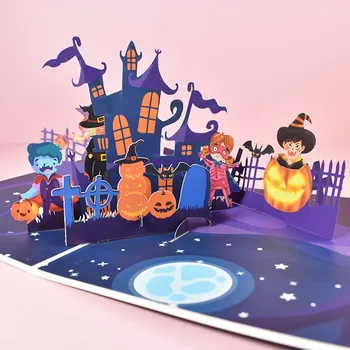3D Pop-Up Hallowmas Kartic za Otroke Darilo Smešno Svetnik Dan Pumpkin voščilnico Halloween Razglednica