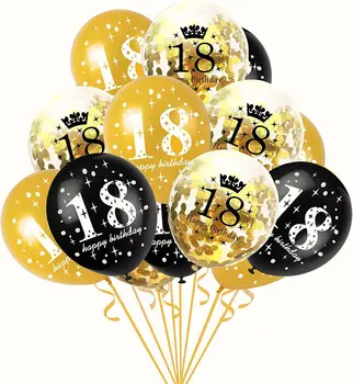 12 Happy Birthday 18 Latex 15Pcs Baloni Odraslih Rojstni dan 18. Konfeti Balon Obletnico Dekor