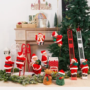 Božični Okraski, Električni Lestev Santa Claus Plezalne Vrvi, Sukanje, z Glasbo Božič Otrok Darilo Navidad 2023
