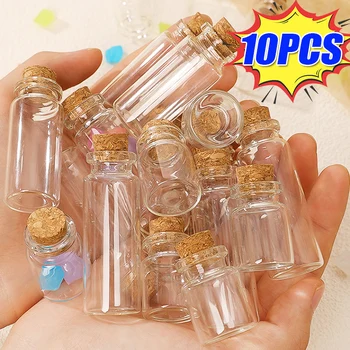10Pcs Mini Steklenice Termovke z Plute Zamaški Pregleden, ki Želijo Darila Zdravljenje Srečen Viseče Prazno Majhne Kozarce za Dekoracijo