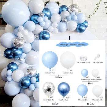 Baby Boy Krst Stranka Korist Mešani Velikost Svetlo Modra Bela Nastavite Latex Balon Za Otroke 1. Rojstni dan Comunion Slovesnosti Dogodkov Dekor