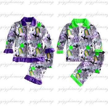 Noč čarovnic za otroke pižamo določa Bučna Bat BOO oblačila na debelo fantje dekleta baby dolg rokav obleke pižami