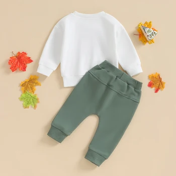 Zahvala Obleke Malčke Baby Boy Sodijo Oblačila Z Dolgimi Rokavi Crewneck Turčija Majica Jogger Hlače Sweatsuit
