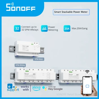 SONOFF SPM-Glavno/4Relay Stackable Moči Meter WiFi Smart Zaščito pred Preobremenitvijo Metapodatkov Spremljanje Električne energije Statistiko APP Preverite