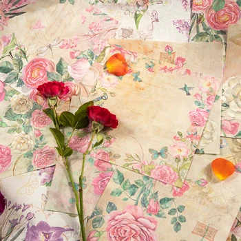 50 kosov Materiala Knjiga Retro Cvet Art Narcisa Lily Rose Strok DIY Strani Zavese Dekoracijo, Varnostno Kolaž 6 modelov