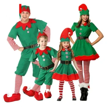 Novo Leto, Božič Santa Claus Elf Odrasle, Otroci, Družina Božič Cosplay Kostum, Obleke, Fantje Dekleta Zeleni Škrat Fancy Oblačenja