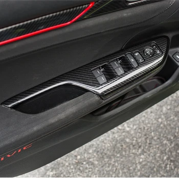 4pcs/set Ogljikovih vlaken notranja vrata armrest stekla gumb dekorativne nalepke Za Honda Civic 10. 2016-2020
