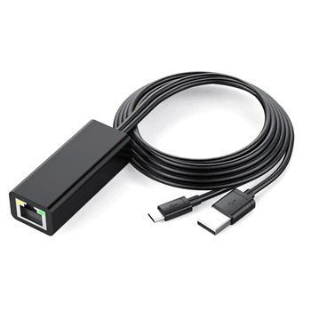 2X Ethernet Adapter S Napajalni Kabel Za TV-Stick (2. Gen),4K Palico,TV Kvadrat,Mikro-USB Na priključek RJ45 Žično LAN,Črna