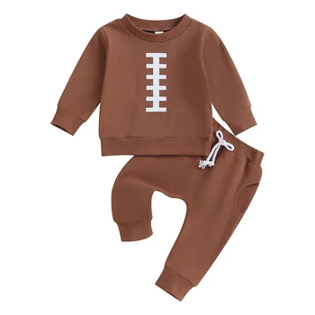 Baby 2 Kos Srčkan Obleko Rugby Element Tiskanja Long Sleeve Majica in Elastične Hlače Set za Novorojenčka Sodijo Oblačila