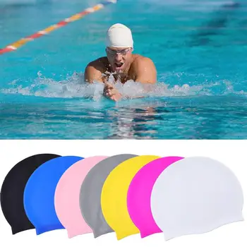 Plavanje Skp Nepremočljiva Silikona Plavati Pokrivalo Moški Ženske Otroci Dolge Lase Bazen Kape Uho Zaščito Potapljanje, plavanje Oprema Elastični Skp