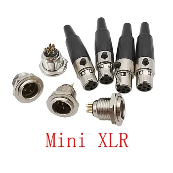 2Pcs Mini XLR 3/4/5/6 Pin Moški Vtič Ohišje Panel Mount Mini XLR Ženski Vtičnico, Jack Avdio Kabla za Mikrofon Priključek za Spajkanje