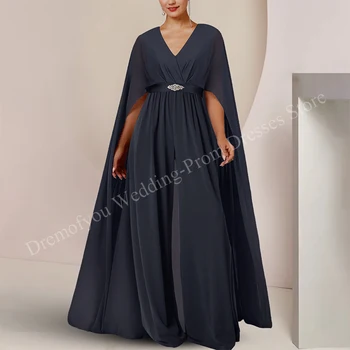 Dolgo Elegantno Mati Nevesta Obleke z Cape Šifon Tla-Dolžina A-Line Poročno zabavo za Ženske Gost 2023 Gala Večer