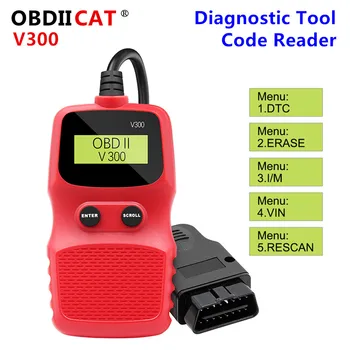 OBDIICAT-V300 ELM327 OBD Kodo Bralnik OBD2 Optičnega Avto Preverite Motor Kriv, Lcd Orodje za Diagnostiko, Avto Dodatki