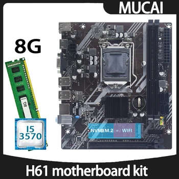 MUCAI matična plošča H61 DDR3 8GB 1600MHZ RAM Pomnilnika Z Intel Core i5 3570 CPU Procesor In LGA 1155 Kit Komplet PC Računalnik