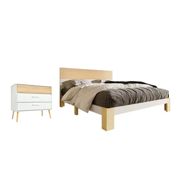 Lesena postelja,enojna postelja s prsi predali,prostora za shranjevanje postelje iz postelje okvir z letvic okvir,90 x 200 cm, naravna&white