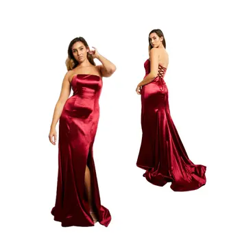 Sponke stretch saten obleke v rubinasto rdeče omamljanje rdeči preprogi glamour obleki. SH-073