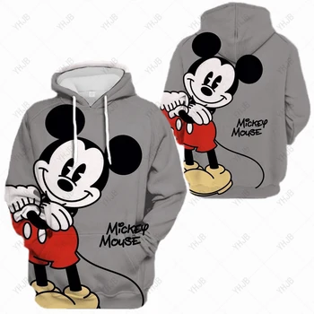 Moda Vroče Majica Disney Mickey Mouse Tiskanih Jeseni Ohlapno Fit 3D Mens Hoodies Ženske Ulične Hoody Harajuku Moških oblačil