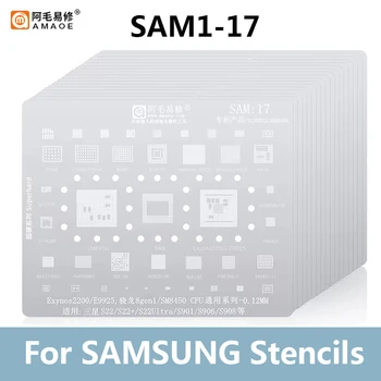 Amaoe Sam1-17 BGA Reballing Šablona za Samsung Ram Exynos Serije CPU Sajenje Tin Neto IC Predloge Jekla Očesa Popravila
