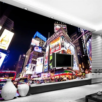 beibehang ozadje po Meri 3d zidana mesto nočni klasična črna in bela barva v ozadju stene Times Square ulica noč ozadje