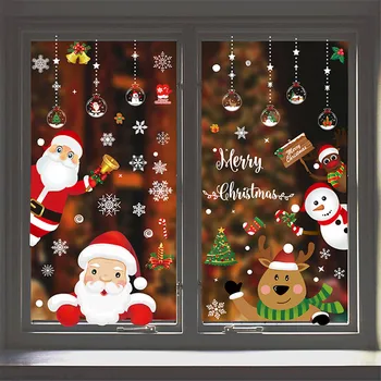 Božič Okno Statične Nalepke dvostranski Santa Claus Snežinka Elk Vzorec Nalepke za Dom Nakupovalni Center Okraski Božič