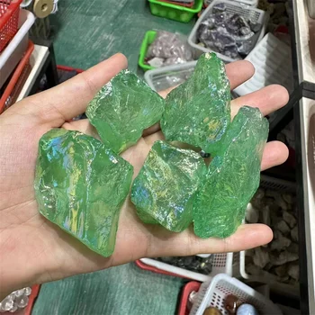 Naravni Kamen Quartz Crystal Aura Zelena Grobo Gemstone Zdravljenje Reiki, Surovega Rock Doma Dekoracijo Obrti