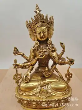 Sedem-palčni bronasti kip Zmage Buda mati treh glav in osem roke Tantrične kip Bude na debelo