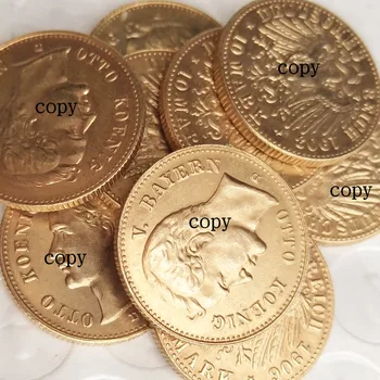 V nemčiji na Bavarskem 10 Mark (1902-1912) 9pcs Datumi Izbral pozlačeni Kopijo Kovancev