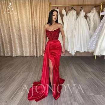 Veter Rdeče Bleščica Prom Oblačenja Elegantnih Oblek Strani Split Elegantne Obleke za Ženske Formalne Priložnosti Obleke Žogo Obleke Haljo 2024 Gala
