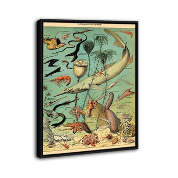 Vintage Sea Life Plakat Uokvirjena Poster Tiskanje Doma Dekor Steno Umetnost, Slikarstvo, Olje Platno