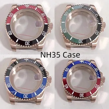 40 mm Transparentno Dno Rose Zlato Prevleko Watch Primeru , 316L iz Nerjavečega Jekla Lupo Safirno Steklo za NH35 NH36 Gibanja