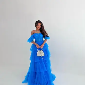 Off Ramo A-Linije Elegantne Prom Obleke Večerno Obleko brez Rokavov 2024 Savdski Arabiji Ženske Formalno Popust Novo V Vratu