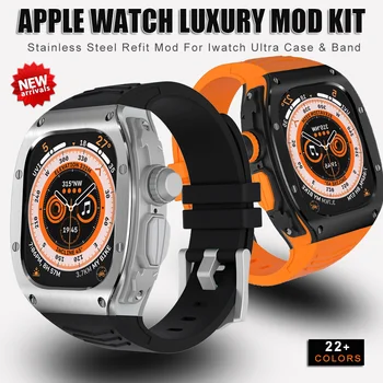 Luksuzni Kovinski Primeru Spremembe polnilec za Apple Watch Ultra Band 49 mm, iz Nerjavnega Jekla Primeru IWatch Serije Ultra 49 mm Silikonski Trak