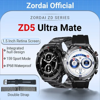 Zordai 2023 ZD5 Ultra Mate 1.5 Inch 485*485 Zaslon Poslovni Smart Watch Moških Bluetooth Klic Dveh Trakov iz Nerjavečega Jekla Smartwatch