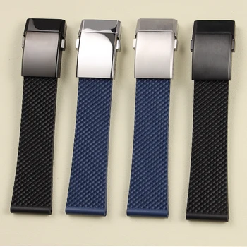 22 24 mm črna modra vodotesno gume watchband za Breitling uvajanje zaponko trak s polno logotip