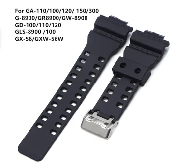 16 mm Silikonske Gume Watch Band Traku, Primerni Za Zamenjavo Black Nepremočljiva Watchbands Dodatki