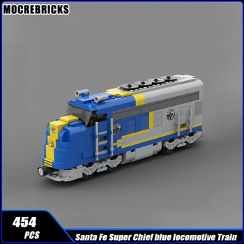 MOC-82101 Mestni Železnici Santa Fe Super Glavni Modra Iocomotive Vlak gradniki Skupščine Model Opeke Igrača za Otroke Darila