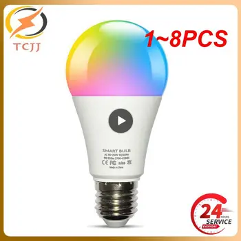 1~8PCS Tuya Smart Svetlobe E27 LED Luči Žarnice RGB+WW+CW Zatemniti Smart Življenje Glasovni Nadzor Deluje z Alexa Doma