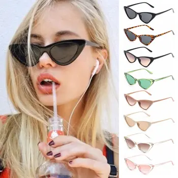 Vintage Mačka Oči, sončna Očala za Ženske Majhen Okvir Retro sončna Očala UV400 Zaščito Očala Moda Trendy Ulične Opreme