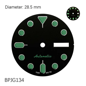 28.5 mm zelena sijaj črno dvojno koledar pisane nohtov abalone NH35 Izbiranje NH35 primeru Watch Dodatki po Meri Watch / S ko mod