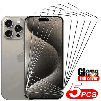 5Pcs Kaljeno Steklo za iPhone 11 12 13 14 15 Pro Max Zaščitnik Zaslon za iPhone 12 13Mini 14 15 Plus SE X XS XR 6 6s 7 8 Plus