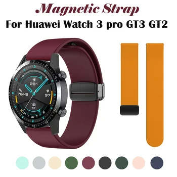 Magnetno zaponko Silikonski Trak Za Huawei Watch 3 pro GT3 GT2 42mm 46mm Za Mi Gledati S1 Pro/Watch color 2 20 mm 22 mm Pas, Zapestnica