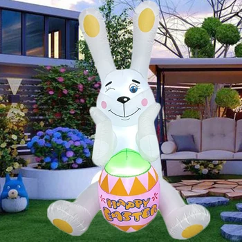 1,5 m/5 M Velikonočno Dekoracijo Napihljivi Sedel Zajec Velikonočni Jajc z LED Svetloba Notranja Zunanja Garden Party Scene Postavitev Ornament
