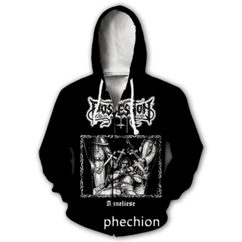 phechion Moški/Ženske 3D Tiskanje je Obsedena Rock Band Priložnostne Zadrgo Kapuco Modni Moški Svoboden Športne Zip Kapuco J36
